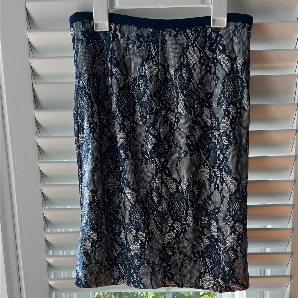 The Limited Navy Lace Pencil Skirt